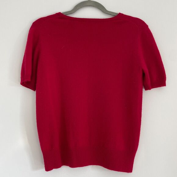 Vintage Lord & Taylor Red 2Ply Cashmere Short Sleeve Top Women's Small - Picture 3 of 6